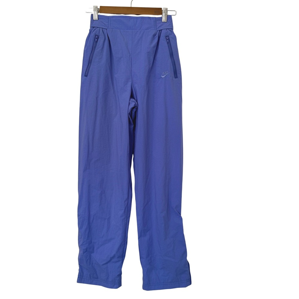 VTG Nike Track Pants Womens M Periwinkle Blue High Waisted Nylon Y2K Sporty